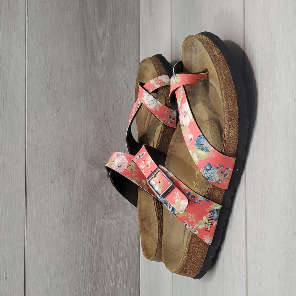 Sold Birkenstock Papillio Loop Toe Floral Leather Sandals Flats shoes sz 39/8 - Picture 2 of 11